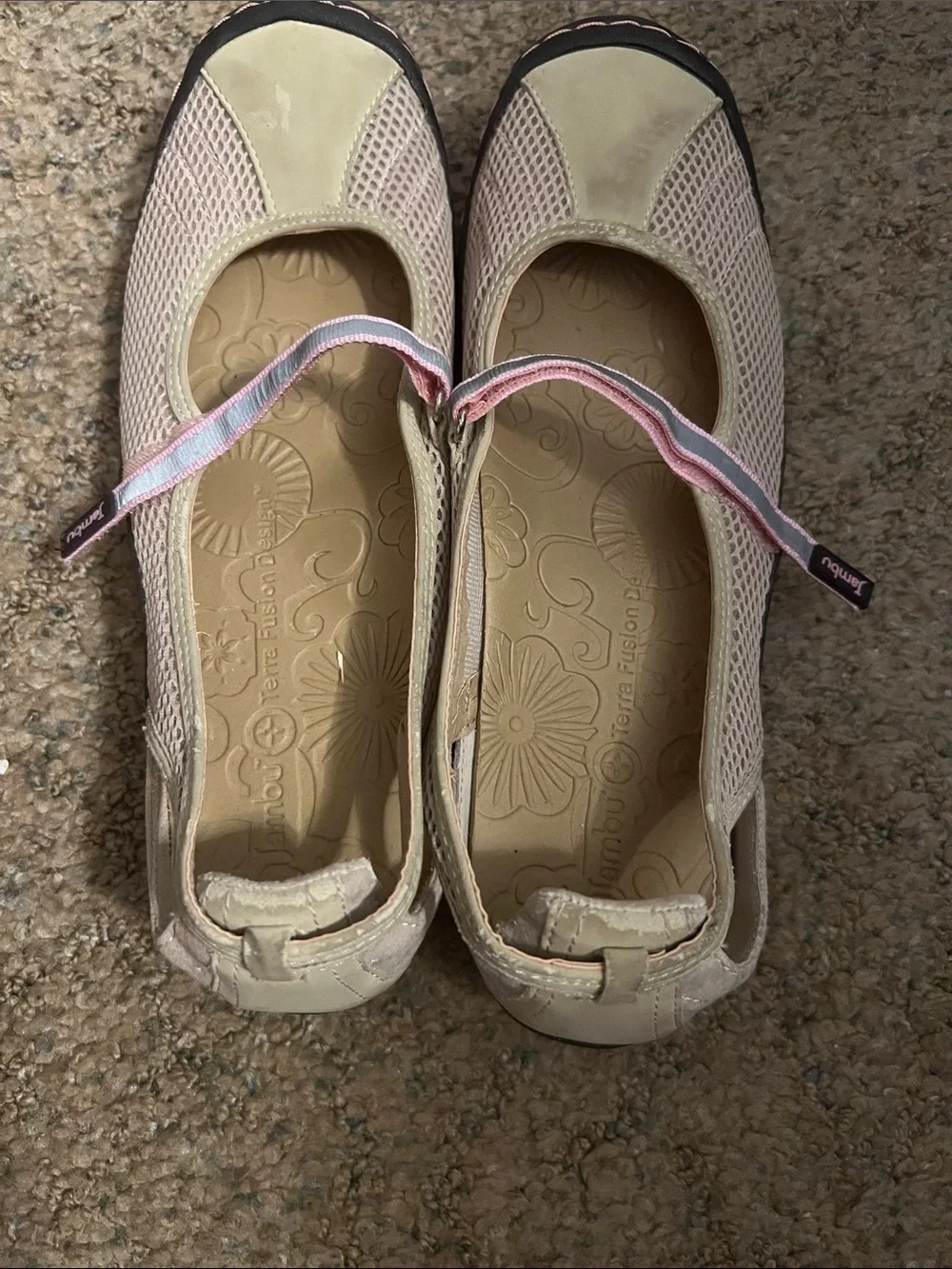 Jambu Beige and Light Pink Mary Jane Flats